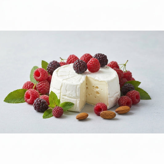 Bol de fromage blanc crémeux garni de baies fraîches et d'amandes, symbole de nutrition saine pour 2026.